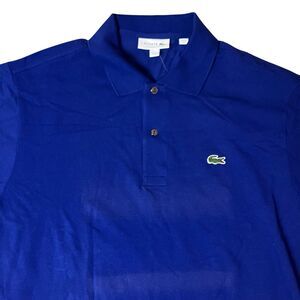 Lacoste Polo Shirt Mens Large Blue Cotton Short Sleeve Logo DIY Repair Flawed